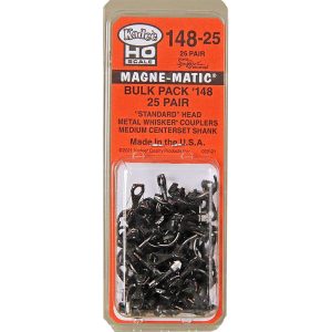 Kadee #148-25 HO Scale Bulk Pack - 25 pair #148 Whisker® Metal Couplers - Medium (9/32") Centerset Shank