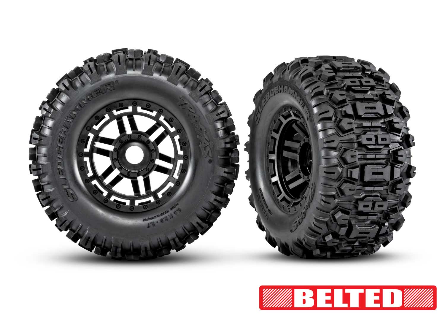 Traxxas T&W BLK WHL W/SLEDGEHMR AT TIRE