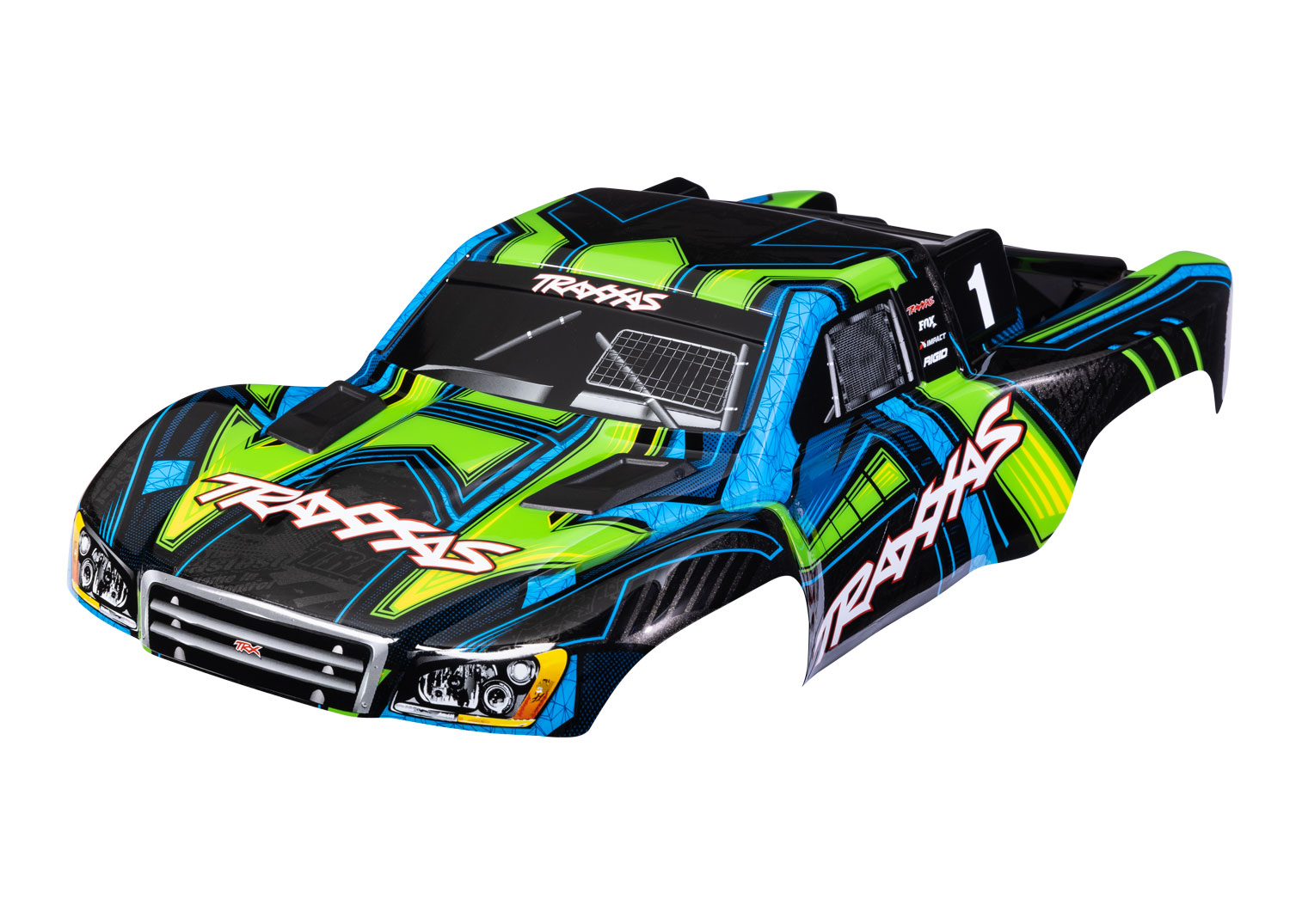 Traxxas BODY SLASH 4X4 GRN/BLUE CLIPLESS