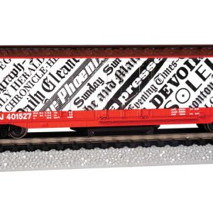 Bachmann Track Cleaning 50' Plug-Door Boxcar - Ready to Run Canadian National #401527 (Boxcar Red, yellow, white; Newsprint Graphics)