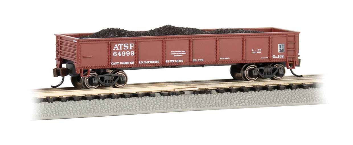 Bachmann 40' Steel Gondola with Load - Ready to Run Atchison, Topeka & Santa Fe #64999 (Oxide Red)