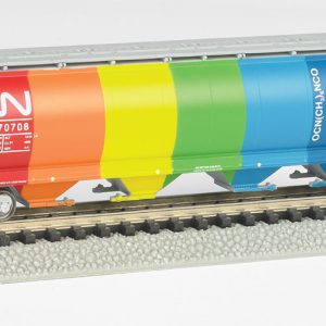 Bachmann Canadian Cylindrical 4-Bay Grain Hopper - Ready to Run - Silver Series(R) Canadian National (Demonstrator; Rainbow Colors on Side A, Gray on Side B)