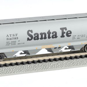 Bachmann Canadian Cylindrical 4-Bay Grain Hopper - Ready to Run - Silver Series(R) Atchison, Topeka & Santa Fe (gray, black; Billboard Lettering)