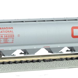 Bachmann Canadian Cylindrical 4-Bay Grain Hopper - Ready to Run - Silver Series(R) Canadian National (gray, red; Large Noodle Logo)