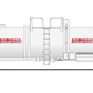 Broadway High-Capacity Cryogenic Tank Car - Ready to Run Big Three Industries (white, red, black)