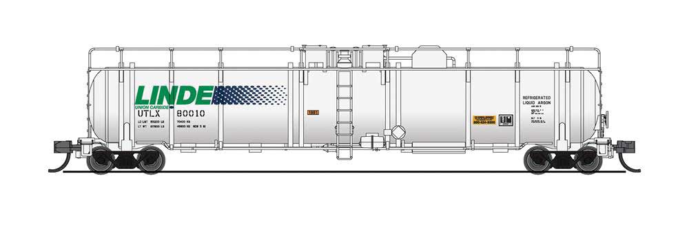 Broadway High-Capacity Cryogenic Tank Car - Ready to Run Linde (Type A, white, blue, green)