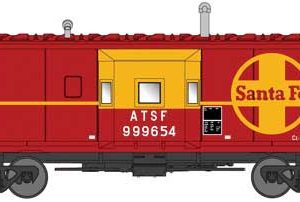 Bluford International Car Bay Window Caboose Phase 1 - Ready to Run Santa Fe #999654 (red, yellow, Large Logo)