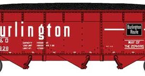 Bluford 70-Ton Offset-Side 3-Bay Hopper w/Load - Ready to Run Chicago, Burlington & Quincy #170594 (Chinese Red, white, black)