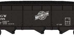 Bluford 70-Ton Offset-Side 3-Bay Hopper w/Load - Ready to Run Chicago & North Western CGW #6010 (black,white Employee Owned Logo)