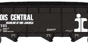 Bluford 70-Ton Offset-Side 3-Bay Hopper w/Load - Ready to Run Illinois Central #67228 (black, white, Split Rail Logo)