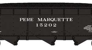 Bluford 70-Ton Offset-Side 3-Bay Hopper w/Load - Ready to Run Pere Marquette #15202 (black)