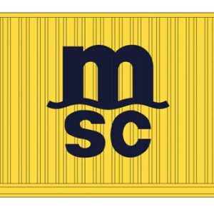Kato 40' Corrugated Container 2-Pack - Assembled Mediterranean Shipping MSC (yellow, black)