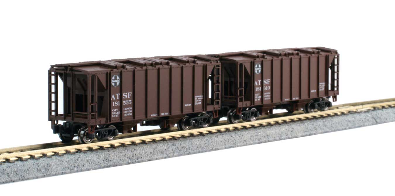 Kato ACF 2-Bay Covered Hopper pkg(8) - Ready-to-Run - 2 Each of 4 Roadnames Santa Fe; Chicago, Burlington & Quincy; Union Pacific; Chesapeake & Ohio