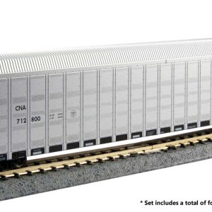 Kato Aluminum Enclosed Auto Carrier 4-Pack - Ready to Run Canadian National #712846, 712849, 712853, 712952 (silver, black)