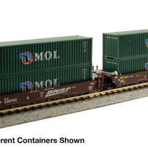 Kato Gunderson Maxi-I 5-Unit Container Well Car w/40' Containers - Ready to Run BNSF Railway #238403 (Boxcar Red, Wedge Logo) & China Shipping Containers