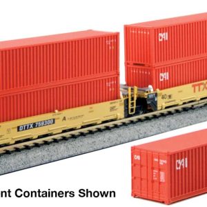 Kato Gunderson Maxi-I 5-Unit Container Well Car w/40' Containers - Ready to Run TTX #759364 (yellow, red logo) & Yang Ming Containers (gray)