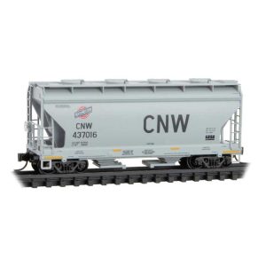 Micro Trains ACF 39' 2-Bay Center-Flow Covered Hopper - Round Hatches - Ready to Run Chicago & North Western #437016 (gray, large CNW)