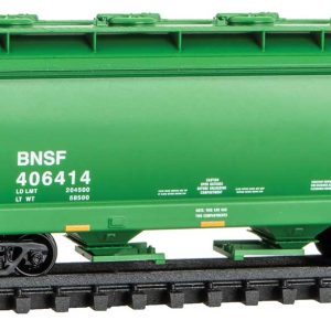 Micro Trains ACF 39' 2-Bay Center-Flow Covered Hopper - Round Hatches - Ready to Run Burlington Northern Santa Fe #406414 (Cascade Green, Small Circle/Cross Logo