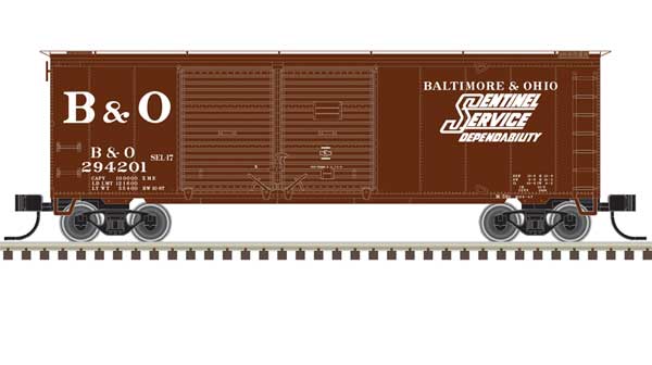 Trainman 40' Double-Door Boxcar - Ready to Run Baltimore & Ohio #294201 (Boxcar Red, white, Sentinel Service)