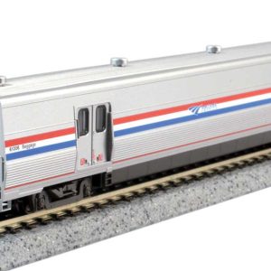 Kato Viewliner Baggage & 5 Superliner Car Bookcase Set Amtrak (Phase VI; silver, blue, red)