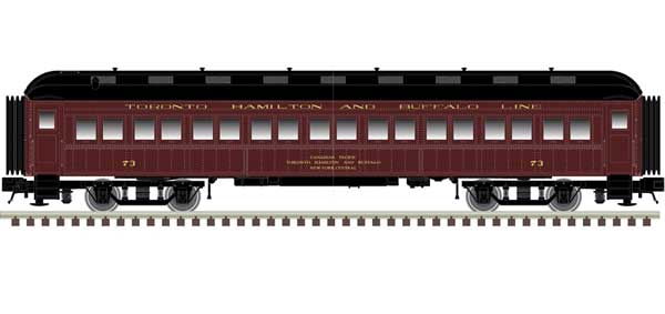 Trainman ACF Heavyweight 60' Coach - Ready to Run Toronto, Hamilton & Buffalo #75 (maroon, black)