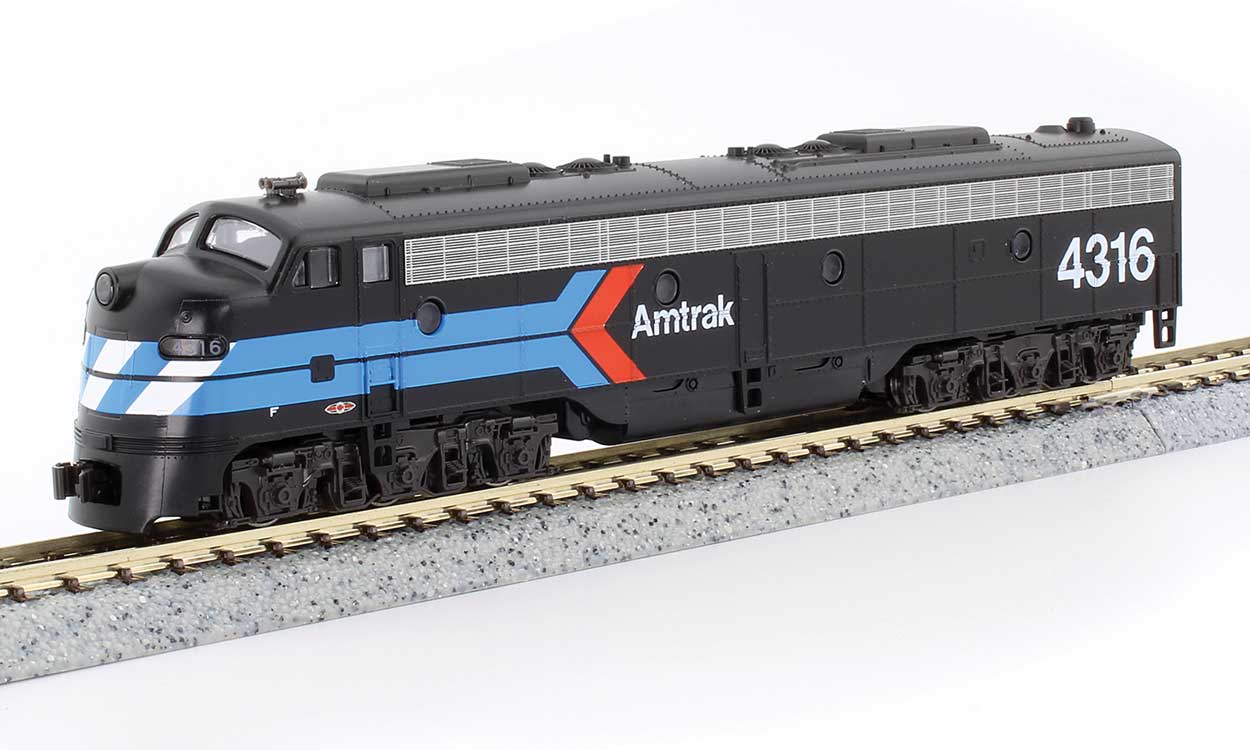 KATO EMD E8A w/Single Headlight & Passenger Pilot Amtrak #4316 (Day One Scheme; black, blue, white, red) Standard DC