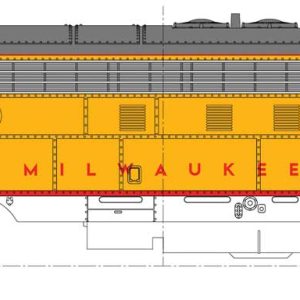 KATO EMD FP7A Milwaukee Road #96C (Post 1955, Armour Yellow, gray, red) Standard DC