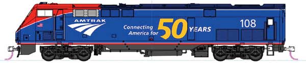 KATO GE P42 Genesis Amtrak #108 (Phase VI, blue, red, white, 50th Anniversary Logo) Standard DC