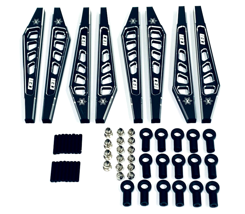CEN Racing KAOS Suspension Linkage Set for F250 chassis, black anodized, CNC aluminum, 8pcs