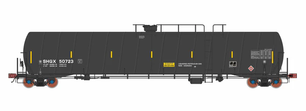 HO Scale ROKA Prototype SHQX 33,700 Gallon Liquiditied Petroleum Gas (LPG) Spiral Tank Car (Black) Pre-Order