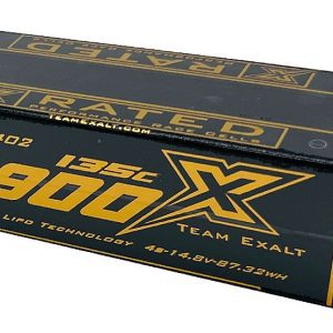 Team Exalt 4S 14.8V 5900MAH 135C LCG Stick w/5mm Bullets, X-Rated LiPo Battery Series
