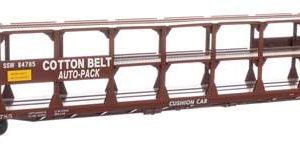 WalthersMainline 89' Flatcar w/Tri-Level Open Auto Rack - Ready to Run, Southern Pacific(TM) Rack St. Louis Southwestern(TM) Flatcar #84808