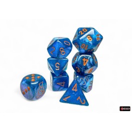 Chessex Lab Dice 9 Borealis Midnight/Copper 7-Die Set