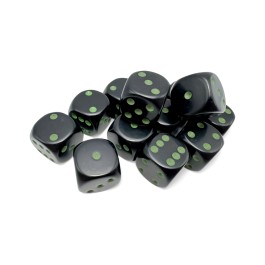 Chessex Opaque Black/Green 16MM D6 Dice Block