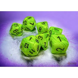 Chessex Mega-Hedral Vortex Bright Green/Black 7-Die Set
