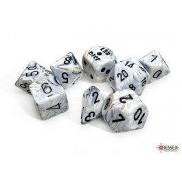 Chessex Calcite/Black 7 Die Set with Bonus Die
