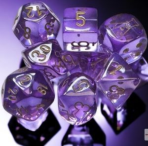 Chessex Translucent Lavender/Gold 7-Die Set with Bonus Die