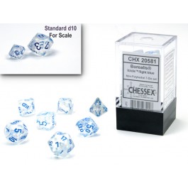 Chessex Borealis Mini Polyhedral 7 Die Set Icicle/Light Blue Luminary