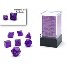 Chessex Borealis Mini Polyhedral 7 Die Set Royal Purple/Gold Luminary