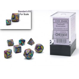 Chessex Festive Mini Polyhedral 7 Die Set Mosaic/Yellow