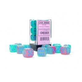 Chessex Gemini Gel Green-Pink/Blue Luminary 16MM D6 Dice Block