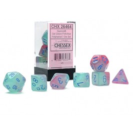 Chessex Gemini Gel Green-Pink/Blue Luminary 7 Die Set
