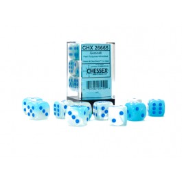 Chessex Gemini Pearl Turquoise-White/Blue Luminary 16MM D6 Dice Block