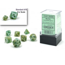 Chessex Marble Mini Polyhedral 7 Die Set Green/Dark Green