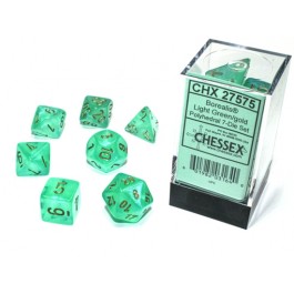 Chessex Borealis Polyhedral Light Green/gold Luminary 7-Die Set