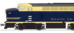 Broadway Limited Imports Baldwin RF16A Sharknose A - Sound & DCC - Paragon4(TM), Santa Fe #470C (Fantasy Scheme, Cat Whisker, blue, yellow)