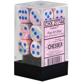 Chessex: Festive Pop-art/ Blue 16mm Set