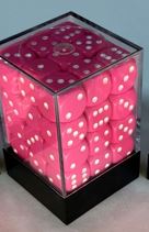 Opaque 12mm d6 Pink/white Dice Block (36 dice)