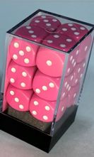 Opaque 16mm d6 Pink/white Dice BlocK(12 dice)