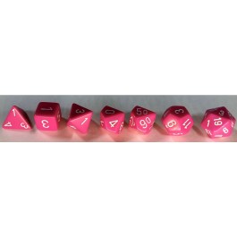 Opaque Polyhedral Pink/white 7-Die Set